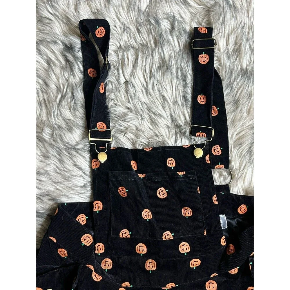 Unique Vintage Pumpkin Overalls Dress Women Sz XL